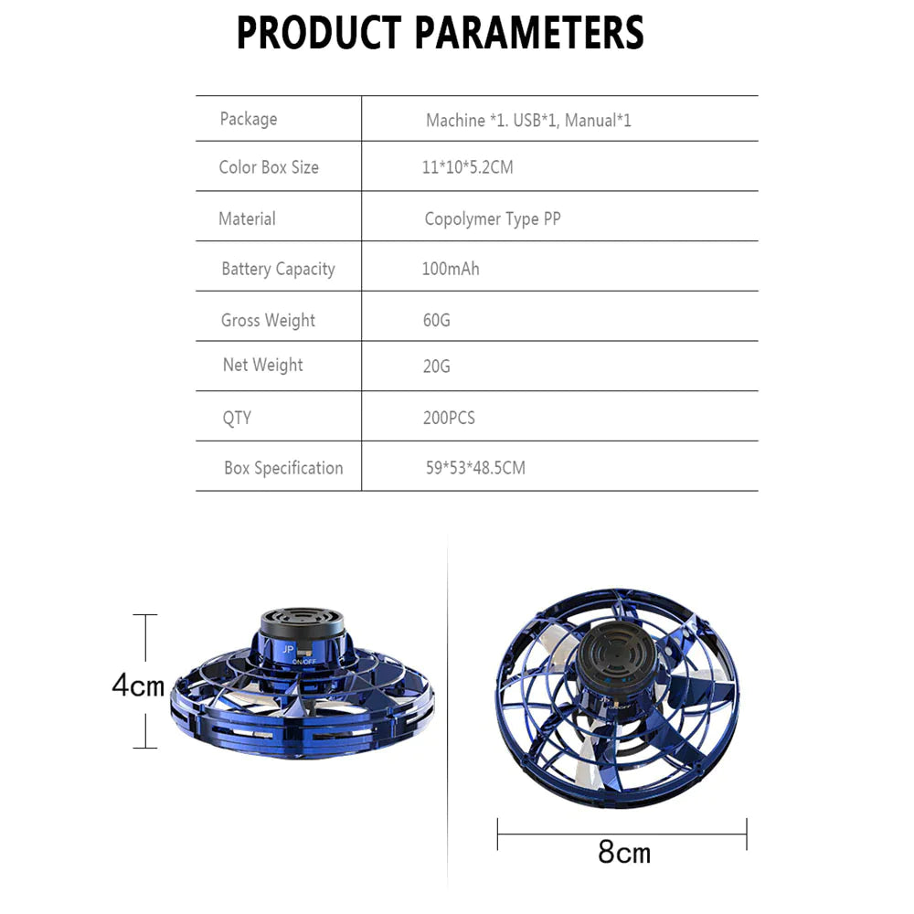 Spinner Fidget Volador Drone Bola UFO Estrés Enfoque Mano Diversión Juguete LED para Niños y Adultos