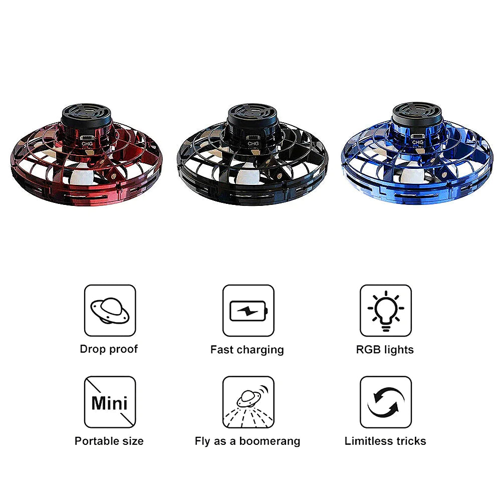 Spinner Fidget Volador Drone Bola UFO Estrés Enfoque Mano Diversión Juguete LED para Niños y Adultos